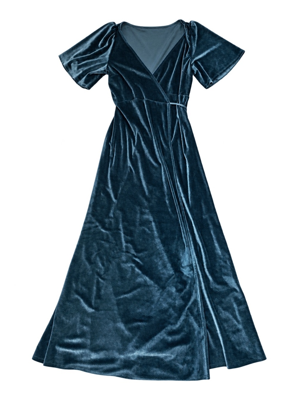 Baltic Born Rich Blue Velvet Wrap Maxi Dress